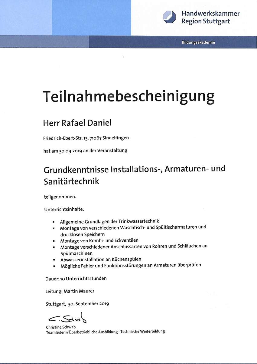 Grundkenntnisse Sanitär und Armaturen